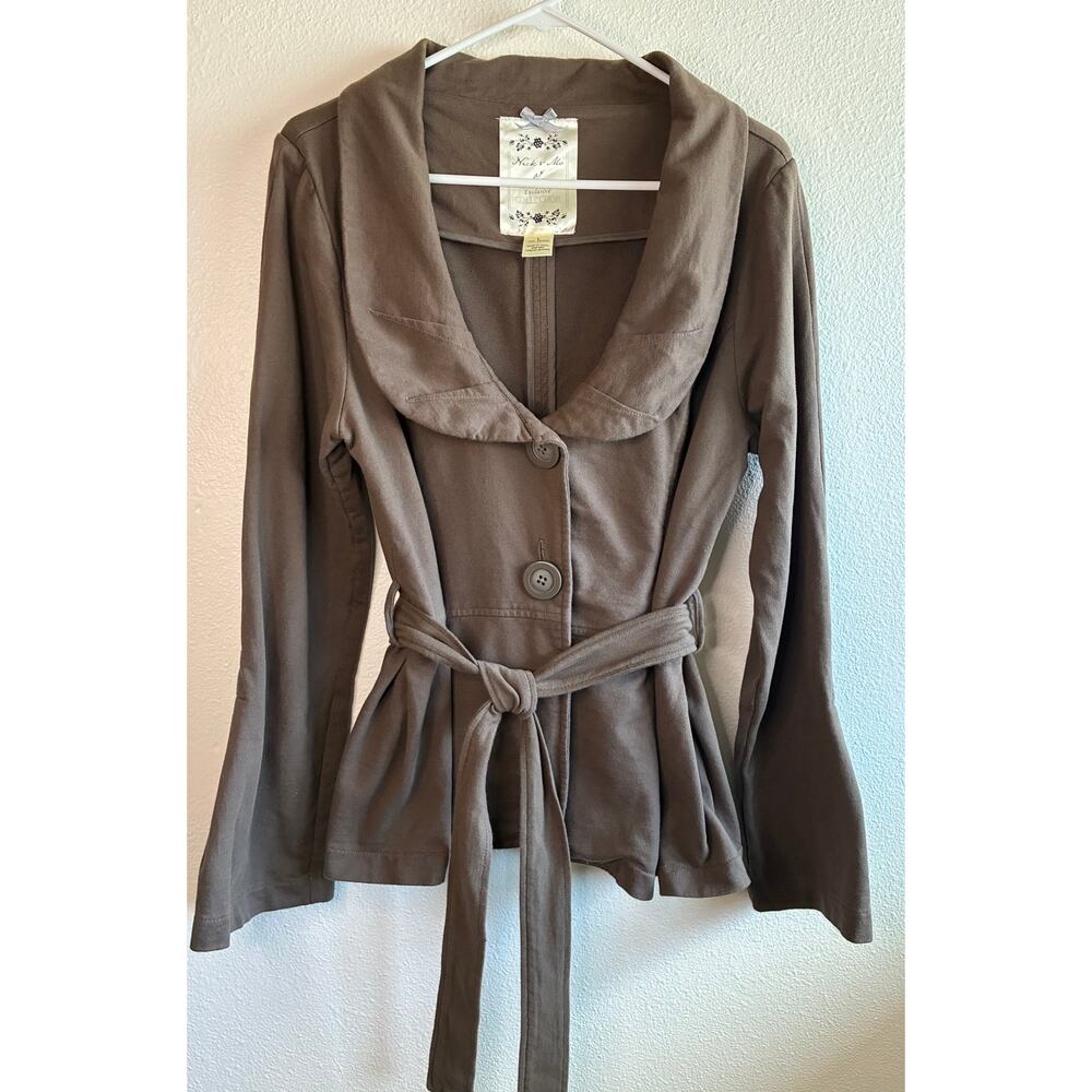 NICK & MO | Belted Jacket with Fold-Over Collar 100% Cotton | Large